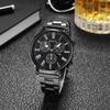 Reloj de Aleación para Hombre de Moda Ginebra Transfronterizo con Movimiento de Cuarzo de Tres Ojos Falsos, Venta al por Mayor para Negocios para Hombre, Estilo Casual de Negocios