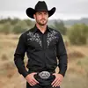 Camisa 3D estilo Western Americano nueva transfronteriza para hombre, manga larga, cuello de solapa retro, top versátil casual