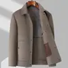 Abrigo 100% lana, casual de negocios, forro de plumón desmontable, chaqueta de lana para hombre de otoño e invierno
