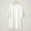 Camiseta Feminina de Algodão com Manga Curta, Tamanho Grande, Solta, Comprimento Médio, Roupas Femininas de Verão, Vestível até 155 jin