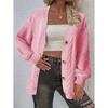2025 Otoño Europeo y Americano Nuevo Transfronterizo Exportación Cuello en V Mangas de Linterna Cardigan Tejido Suéter Chaqueta Sexy Holgado para Mujer