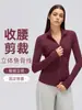 Jaqueta para Yoga Feminina com Poá em Veludo Slim Fit Gola Alta com Zíper Top de Manga Longa para Ciclismo e Fitness D26110