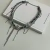 Collar de Cadena de Cuero con Borla de Saturno Tachonado de Diamantes de Lujo Ligero de Moda Cadena para Clavícula de Personalidad de Nicho de Moda Europea y Americana para Mujeres