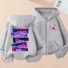 Sudadera con capucha de cremallera de moda holgada para niños y niñas, estampado de dibujos animados de K-Pop, para primavera y otoño, chaqueta sudadera casual transfronteriza