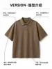 Exclusivo para ventas transfronterizas: Nuevo modelo de verano 230g camiseta lavada desgastada con cuello camisero, polo liso versátil casual para hombre