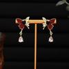 Brincos Coreanos Criativos Assimétricos de Diamante com Óleo de Borboleta Moda Alto Padrão Doce Cool Estilo Fresco Nicho