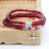 Pulsera de tres anillos de imitación de granate de estilo étnico para mujer, joyería para mujer, suministro de puestos, pequeños regalos, joyería de mano