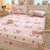 Sábana bajera de terciopelo de leche Sanrio para niños con forro polar extra, funda de colchón cálida de invierno, linda funda antipolvo de gato para colchón Simmons