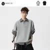 Camisa Polo Patchwork Xadrez Preto de Manga Curta para Homens, Estilo Americano de Verão Falsa Peça Dupla Gola Lapela Camiseta, Cleanfit Ombro Normal Manga Meia