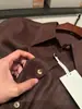 Altamente Recomendado! Temporada Fresca de Verão~ Camisa Casual de Linho Misturado com Gola Marrom Estilo Coreano para Mulheres
