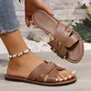 Chinelo Sandália Feminina Plus Size Cor Sólida Transfronteiriça Sudeste Asiático Comércio Exterior Casual Quadrado Aberto Bico Flat Verão Sapatos Leves