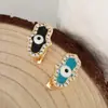 Novo Estilo Distintivo Multicor Gotejamento de Óleo Olho de Hórus Orelha de Palma Fivela Cobre Inlaid Zircônia Moda All-match Brincos