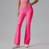 Calça Flare Antibacteriana Caijue para Yoga Feminino, Calça Flare de Perna Larga Cai-Cai Slimming com Cintura Alta em Lycra, Calça Flare Esportiva Fitness de Cor Sólida