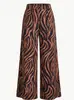 Calça Wide Leg Estampa Zebra Feminina Cintura Alta Fluida Solta Perna Reta Longa 2026 Nova Bolso Lateral Calça Casual Atacado