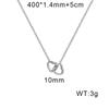 Moda Japonesa y Coreana Popular Cadena para Clavícula con Recorte en Forma de Corazón Dulce Chapado en Oro de 18 Quilates Doble Corazón Entrelazado Collar de Acero Inoxidable