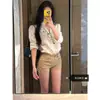 Shorts de mezclilla marrones de alta gama estilo americano para mujer talla grande, nuevo de verano 2026, de cintura alta, corte ajustado, que realzan la figura, hot pants