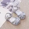 Sandalias de Verano 2026 para Niñas, Abiertas en la Punta, con Flores de Pedrería, Estilo Princesa