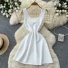 Vestido rosa sin mangas de línea A de lujo ligero estilo francés para mujer, versión coreana de verano, de cintura alta, adelgazante, versátil, elegante, adecuado para ir al trabajo