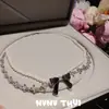 Colar de Pérolas com Concha e Pedra Preciosa Lágrimas de Sereia Laço Joias Haute Couture Conjunto de Brincos de Diamante Tubo Roxo Jardim Fantasia Pérola Completa