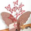 Mariposa tridimensional roja de una sola capa serie de San Valentín rosa amor calado mariposa pegatinas decorativas pegatinas de pared un juego de 12