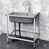 Fregadero de cocina de acero inoxidable, de un solo seno, con juego de soporte, tamaño grande.
