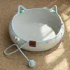 Cama para gato de ratán con rascador, bola de autoentretenimiento, adecuada para todas las estaciones, tejida a mano, cojín lavable para dormir de gato