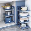 Cozinha Pot Rack Multi-camada Rack de armazenamento Narrow Gap Rack Bancada Parede Canto Pote Pia Inferior Armário Armazenamento em camadas