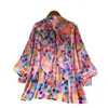 Camisa Estilo Dulce Francés con Estampado Floral para Mujer, Otoño 2026, Cárdigan Holgado Retro Maduro, Top para el Trabajo