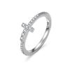 Anillo T de Moissanita con Diamantes Completos Anillo de Diamantes en Fila Pequeña de Plata de Ley 925 Libro Rojo Pequeño para Mujer Tono Vibrante Mano Rápida