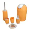 Set de Accesorios de Baño de Plástico Europeo y Americano de Seis Piezas, Artículos de Baño, Set de Cepillo para Inodoro, Botella de Líquido Galvanizado, Cubo de Basura al por Mayor
