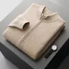 25 ternos masculinos novos para negócios, cardigã casual, suéter com zíper, malha de lã dupla face, blusa básica de cor sólida