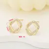 Brincos quadrados ocos cravejados de diamantes pequenos simples moda temperamento brincos pequenos frescos tendência brincos versáteis