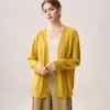 Cárdigan de Cachemir de Seda de Longitud Media Moda Versátil para Viajes Cotidianos Suelto Suave Adelgazante Sin Botones Prendas de Abrigo Finas