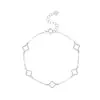 Pulseira de Prata de Lei S925 Banhada a Ouro 18K Flor Trevo de Quatro Folhas Vazado para Mulheres, Versátil, Super Brilhante, Simples, Empilhável, Joia Minimalista