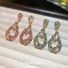 Brilhantes e Deslumbrantes~ Brincos de Gota d'Água Cravejados de Diamantes Cintilantes, Brincos Estilo Socialite de Luxo Leve, Brincos de Festa de Alto Padrão, Brincos para Mulheres