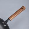 Olla doméstica redonda de fondo redondo sin recubrimiento antiadherente, mango de madera, olla de hierro, olla de cocina para restaurante, wok sin hollín, venta al por mayor de fábrica