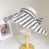 Visera de Moda a Rayas de Ala Ancha para Mujer, Nuevo Estilo de Verano, Sombrero con Protección Solar que Cubre el Rostro, Sombrero de Tela para el Sol para Vacaciones y Viajes Diarios