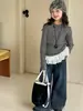 Suéter Feminino Peixinho Vermelho Outono/Inverno 2026 Novo Top Patchwork de Renda Infantil Roupa Pai e Filho Estilo Coreano Camisa Básica