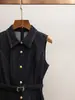 Vestido Chaleco de Primavera Nuevo Estilo Retro Francés Estilo Hong Kong con Solapa sin Mangas de Corte A para Mujer
