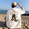 Camiseta Masculina de Algodão Puro para Jovens, Manga Curta, Verão, Solta, Manga Meia-Manga para Alunos do Ensino Fundamental e Médio, Top Bonito de Manga Três Quartos