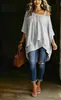 Top de comercio exterior transfronterizo europeo y americano, nuevo, asimétrico, de un solo hombro, color liso, estilo casual con caída relajada, camiseta de mujer sin hombros