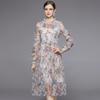 Ropa de mujer de comercio exterior transfronterizo 2022 otoño e invierno nuevo temperamento moda malla manga larga vestido a la cintura elegante