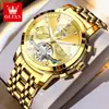 Reloj Marca Oulisi Modelo Nuevo Calendario Perpetuo Correa de Acero Multifuncional Resistente al Agua Luminoso Mecánico Reloj para Hombre Reloj para Hombre