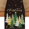Caminho de Mesa de Natal Festa na Cozinha Mesa de Jantar Guirlanda de Árvore de Natal Boneco de Neve Sinos Rena Papai Noel Decoração de Caminho de Mesa de Natal