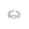 Anillo Abierto Ajustable con Diamantes de Circonia Color Plata 925 Chapado en Cobre, Lujo Ligero, Sensación de Alta Gama, Diseño de Nicho Anillo de Mariposa