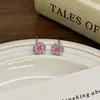 Pendientes de Zirconia Corte Rosa Plateados para Mujer 2026 Nuevo Estilo Caliente Pendientes de Lujo Ligero Pendientes con Cierre de Plata de Ley 925