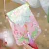 [Danzhou] Bolsa Hanfu Bordada Bolsa de Accesorios de Loto Bordada Antigua Vintage Bolsa para Teléfono Móvil Guofeng Bolsillo Accesorios