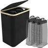 Cesto de Roupa Suja Transfronteiriço com Tampa, Três Bolsos Internos, Caixa de Armazenamento Dobrável, Cesto de Roupa Impermeável com Design à Prova d'Água