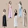 Pantalones de Nube Estilo Perezoso para Mujer, Nuevo Verano Ajuste Holgado, Cintura de Cuerda Adelgazante Casual Versátil de Pierna Ancha hasta el Suelo