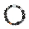 Pulsera de Cristal Natural Redondo de 10 mm, Círculo Único, Pulsera de Cinco Elementos con Cristal Rojo, Pulsera de Ojo de Tigre Dorado, Joyería, Tendencia Ins